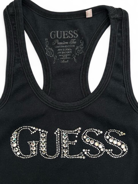 Guess Tops - Y2K 2000s Guess McBling Bedazzled Logo Tank Top
